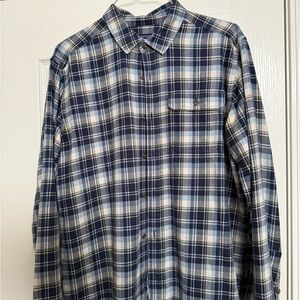 Patagonia Navy and White Plaid Men's Shirt